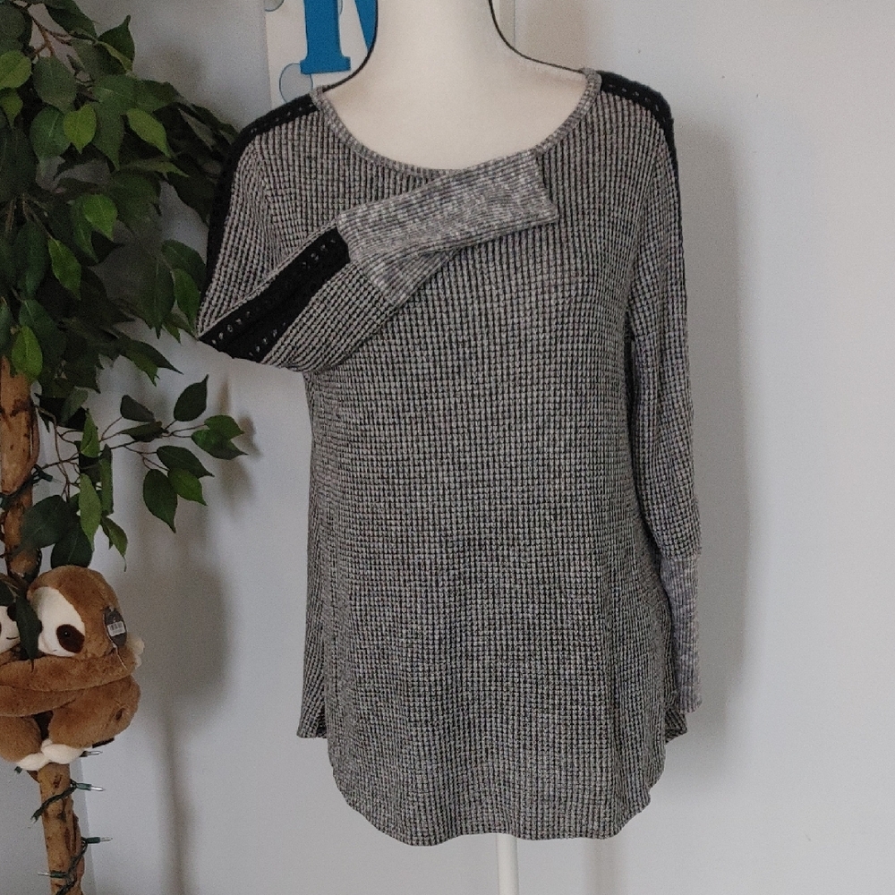 Soft Surroundings Crochet Trim Waffle Knit Tunic M